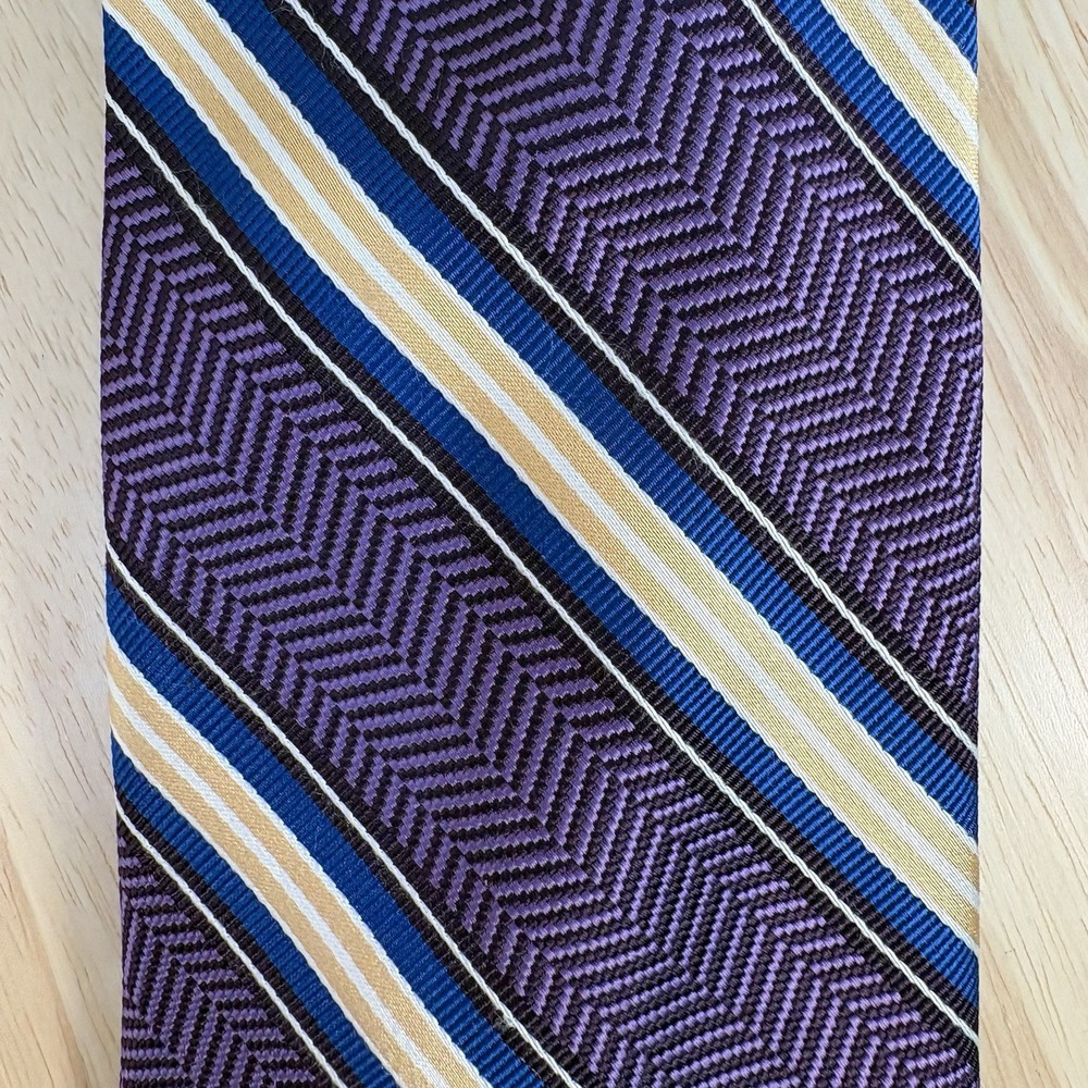Jos. A. Bank Mens Silk Necktie Lavender Purple Blue Striped Woven Tie